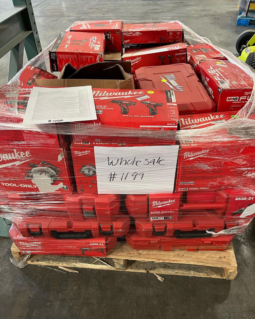 100 UNITS MILWAUKEE TOOLS PALLET